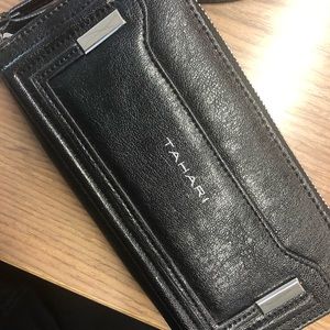 Tahari shiny black wallet